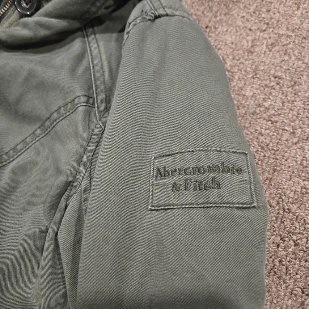 Abercrombie & Fitch Parka Jacket Womens L Green Sherpa Lined Hooded Utility Coat